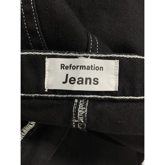 Reformation 'Cowboy' Black High Rise Straight Denim Jeans Size 24 - Picture 4 of 5